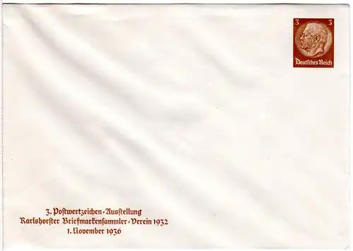 DR, ungebr. 3 Pf Privatganzsache Umschlag Karlshorster Briefmarkensammler Verein