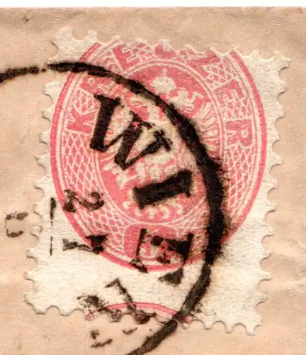 Österreich, extrem verzähnte 5 Kr. m. Teil der Nachbarmarke auf Brief v. Wien