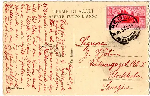Italien, Acqui, Albergo Nuove Terme, 1931 gebr. sw-AK