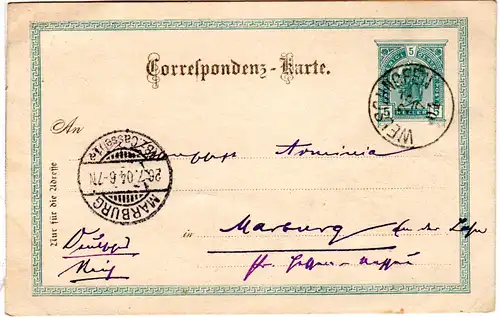 Österreich 1904, Tirol-K1 WELSCHNOFEN klar auf 5 H. Ganzsachenkarte