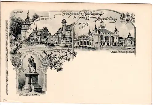 DR, ungebr. 5 Pf. Privatganzsache Karte Sächs.-Thüringische Ausstellung Leipzig