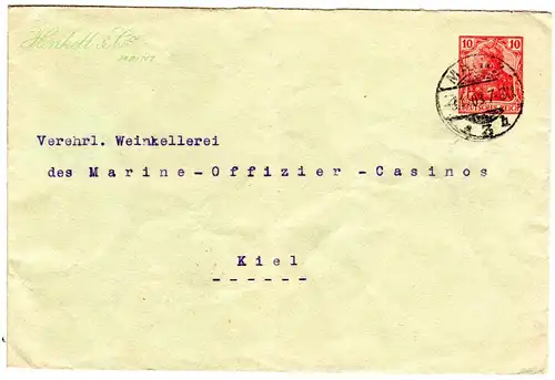 DR, 1903 gebr. 10 Pf. Germania Privatganzsachenumschlag Henkell & Co. (Mainz).