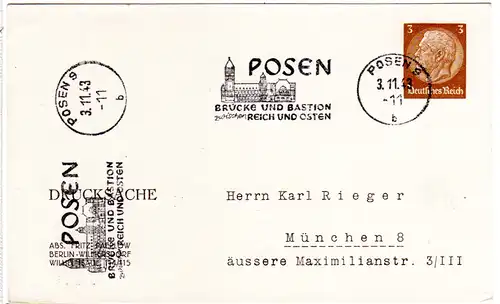 DR, gebr. 3 Pf. Privatganzsachenkarte Fritz Paeplow v. Posen n. München