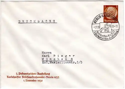 DR, gebr. 3 Pf Privatganzsache Umschlag Karlshorster Briefmarkensammler Verein