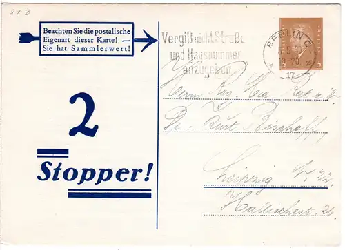 DR, gebr. 3 Pf. Privatganzsache Karte Simon´s Apotheke v. Berlin
