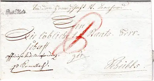 Österreich 1825, L1 Post Mölk auf Brief v. St. Leonhard n. Scheibbs