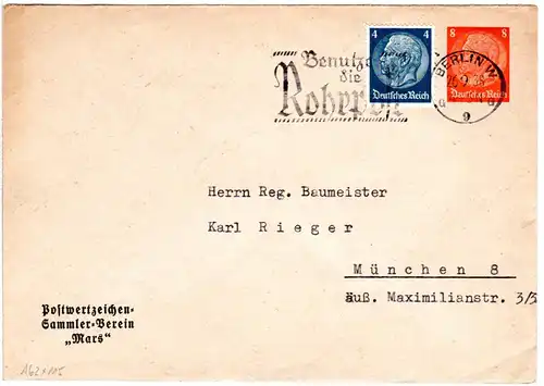 DR, gebr. 8 Pf. Privatganzsache Umschlag Postwertzeichen-Sammler-Verein Mars