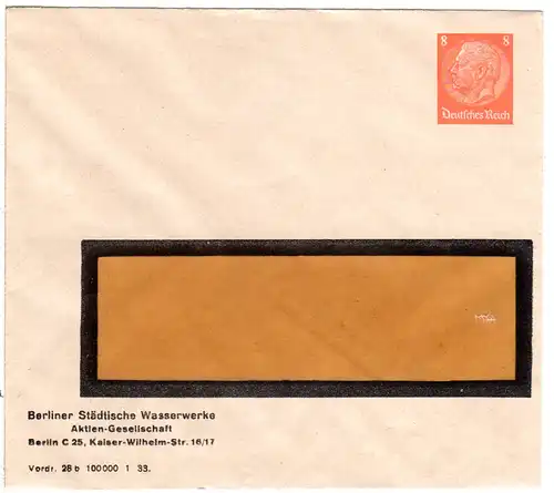 DR, ungebr. 8 Pf. Privatganzsache Umschlag Berliner Städtische Wasserwerke 