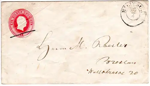 Preussen, Schlesien-K2 MILITSCH auf 1 SGr. Ganzsachenumschlag n. Breslau