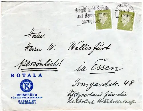 DR 1932, 2x6 Pf. m. perfin auf Firmenbrief v. Berlin