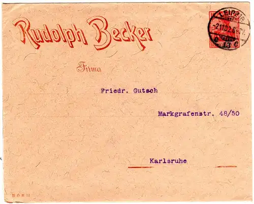 DR 1902, v. Leipzig  gebr. 10 Pf. Germania Privatganzsache Brief Rudolph Becker
