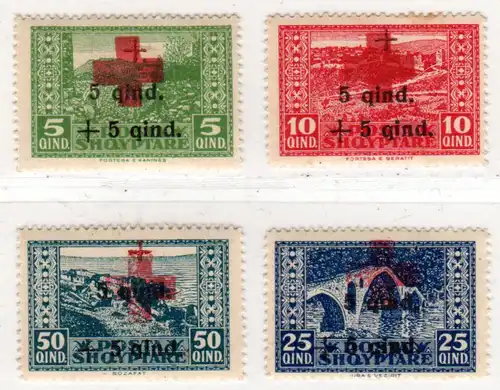 Albanien 100-103, ungebr. Rotes Kreuz Aufdrucksatz kpl. m. Originalgummi