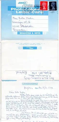 GB 1970, 4+5d Elizabeth auf Leporello Letter Card von Brighton & Hove