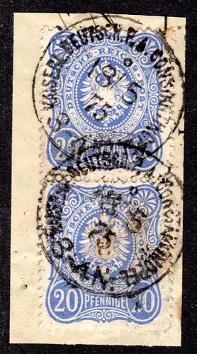 DP Türkei, Paar DR 20 Pfge. auf Briefstück m. Kaiserl. Dt. P.A. Constantinopel