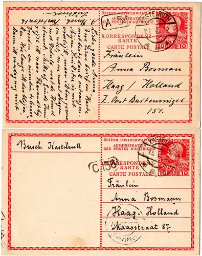 Österreich 1910/12, 2 Ganzsache Karten v. Kastelruth i.d. NL