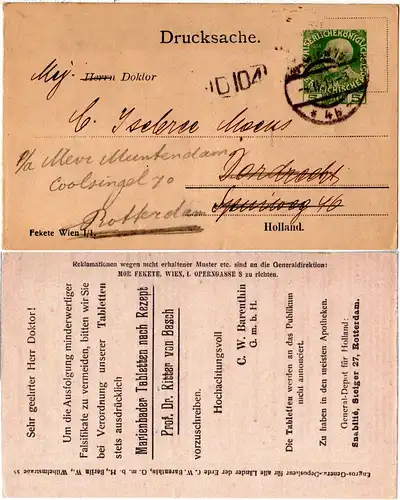 Österreich 1915, gebr. 5 H. Drucksache Privatganzsache Marienbader Tabletten 