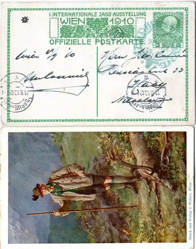 Österreich 1910, 5 H. Privat Ganzsache Int. Jagdsausstellung Wien m. Sonderstpl.