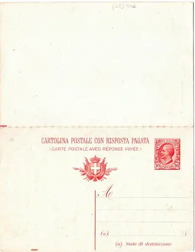 Italien P 43, sauber ungebr. 10+10 C. Dopelkarte Ganzsache