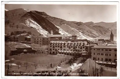 Italien, Limone Piemonte, Grand Hotel e Casino, 1934 gebr. sw-Foto-AK