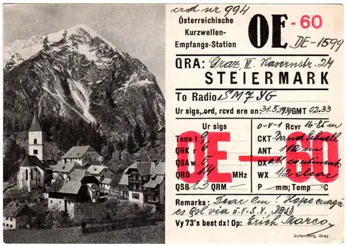 Österreich 1934, attraktive Radio Funk Karte v. Graz.