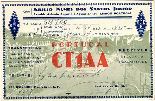 Portugal 1931, attraktive Radio Funk Karte v. Lissabon.