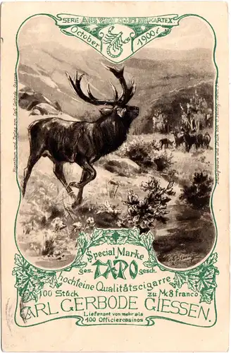 DR 1900, gebr. 3 Pf. Reichspost Privatganzsachenkarte Zigarren Gerbode Giessen.