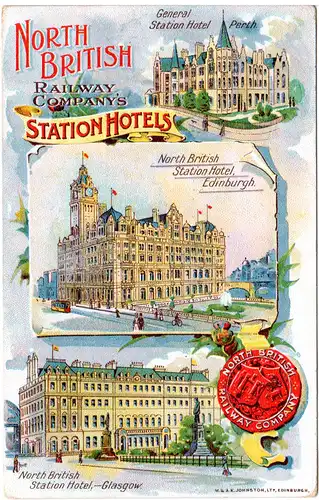 GB, Edinburgh/Glasgow/Perth, North British Railway Co.´s Hotels, 1912 gebr. AK