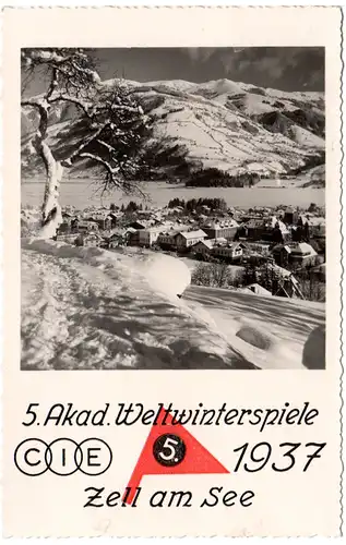 Österreich, Zell am See, 5. Akad. Winterspiele 1937, sw-AK