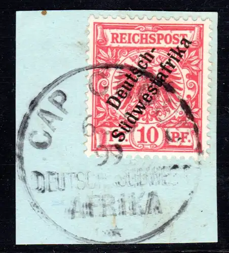 DSWA 7, 10 Pf. auf sauberem Briefstück m. Stpl. CAP CROSS