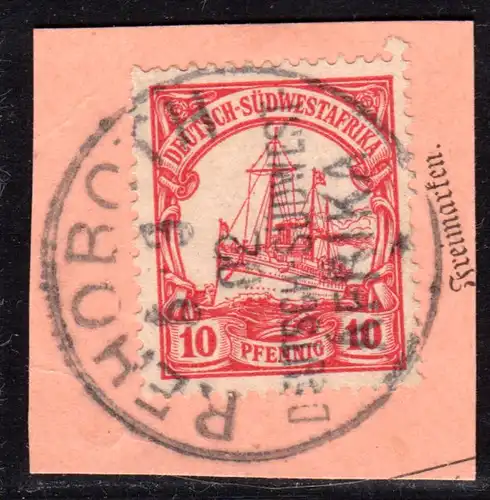 DSWA 13, 10 Pf. auf Briefstück m. Stpl. REHOBOT 