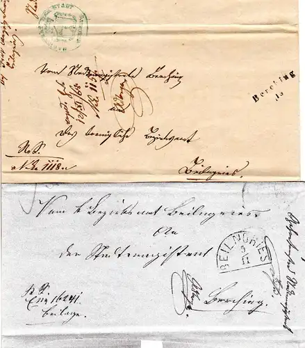Bayern 1868, Aushilfs-L2 Berching auf doppelt verwendetem Brief n. Beilngries