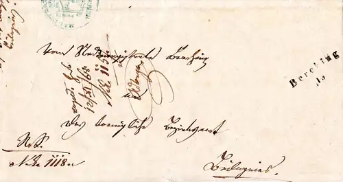Bayern 1868, Aushilfs-L2 Berching auf doppelt verwendetem Brief n. Beilngries