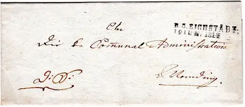 Bayern 1814, L2 R.3. EICHSTÄDT auf Dienst Sache Brief n. Wemding