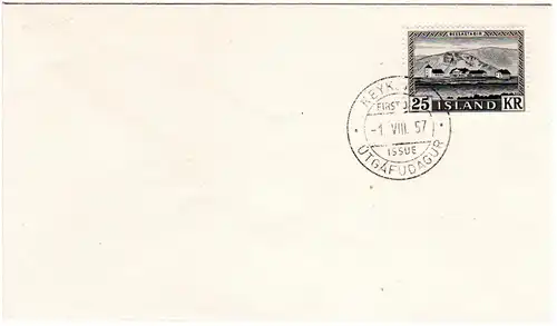 Island 319, 25 Kr. Bessastadir auf FDC v. Reykjavik (Kat. 120 €).