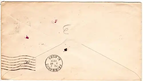 USA 1931, 2 C. Ganzsache Brief v. Fort Yukon m. Alaska Retour-Stempel