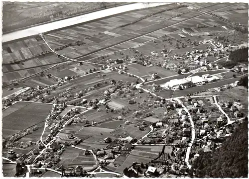 Liechtenstein, Vaduz, Luftaufnahme, 1955 gebr. sw-AK