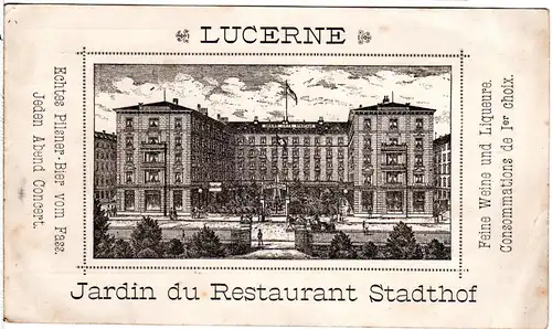 Schweiz, Luzern Restaurant Stadthof, illustrierte Karte als Rechnung