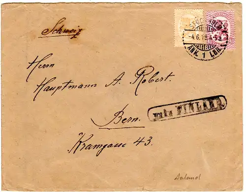 Aland 1919, Finnland 20+40 P. auf Paquebot Schiffspost Brief m. Stpl. Stockholm