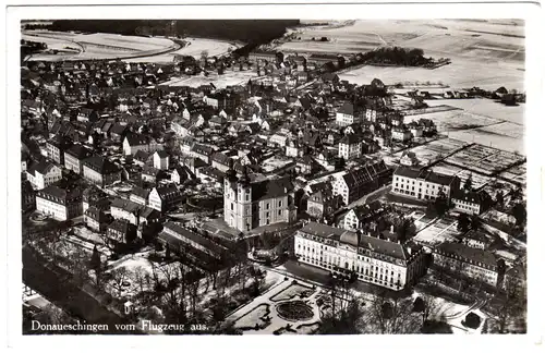 Donaueschingen vom Flugzeug aus, gebr. sw-AK