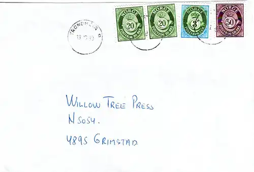 Norwegen, 7 Briefe m. versch. Frankaturen, dabei Einschreiben, Porto usw.