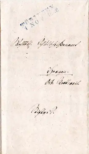 Württemberg 1848, L2 ROTTWEIL u. innen TÜBINGEN auf Wende Brief 