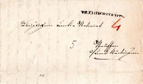 Württemberg 1834, L1 Blaufelden u. innen Nürtingen auf Wende Brief 