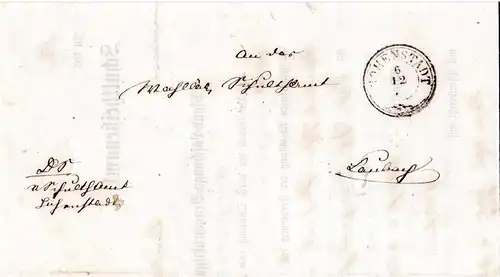 Württemberg 1874, Postablage Heuchlingen u. innen K3 Hohenstadt auf Wende Brief 