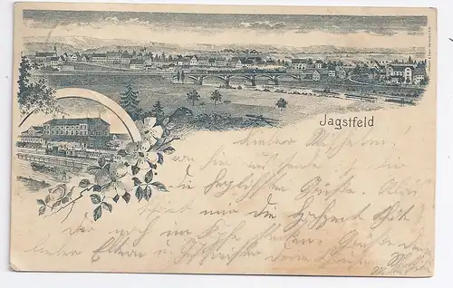 Jagstfeld, 1902 gebr. AK m. Eisenbahn Zug u. Brücke. #1130