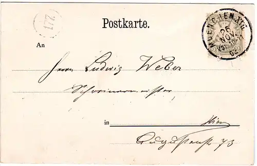 München, Bürgerhaus Adalbertstr. 98, 1903 m. 2 Pf. gebr. sw-AK 