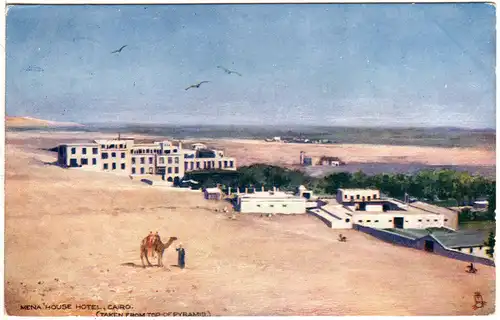 Ägypten, Mena House Hotel m. Kamel, 1909 in GB gebr. Farb-AK