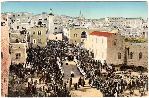 Palestina, Bethlehem, Weihnachtstag m. Prozession, ungebr. Farb-AK
