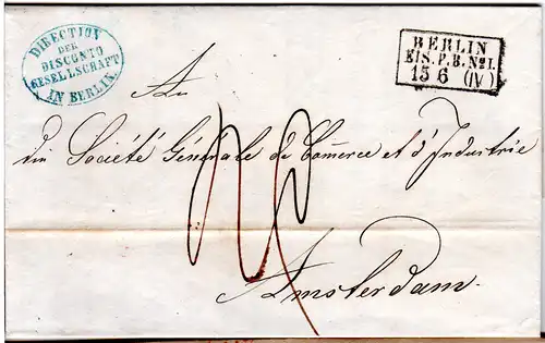 Preussen 1864, R3 Berlin Eis.P.B.No.1 auf Porto Brief i.d. NL