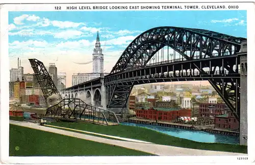 USA 1930, 10+2x1 1/2 C. auf Luftpost Karte v. Cleveland n. Düsseldorf