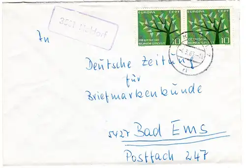 BRD 1963, Landpost Stpl. 3501 HALDORF auf Brief m. MeF 2x10 Pf.